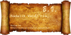 Badalik Valéria névjegykártya